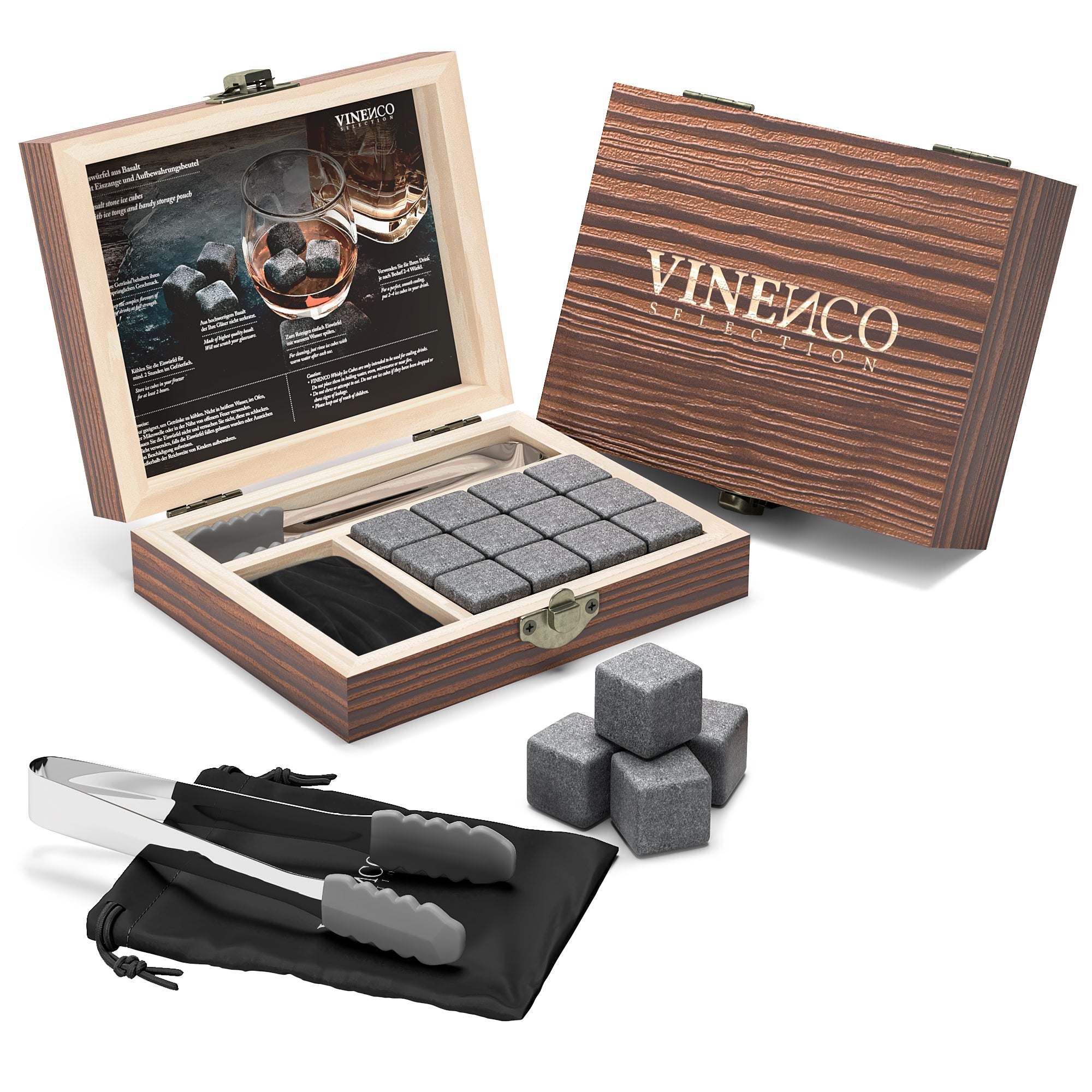 Whisky Steine 12er Set Basalt