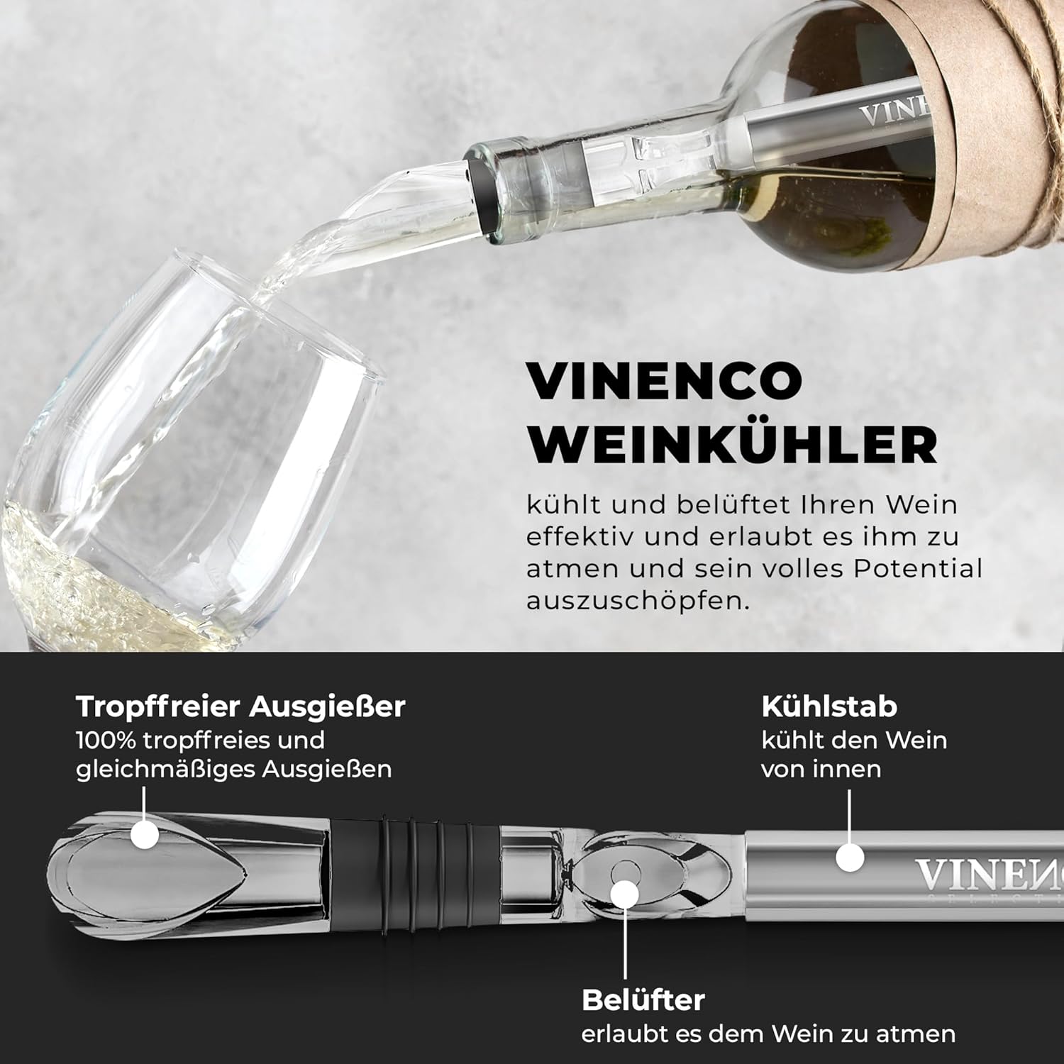 Wine Chiller Set + 2 Chill Rods