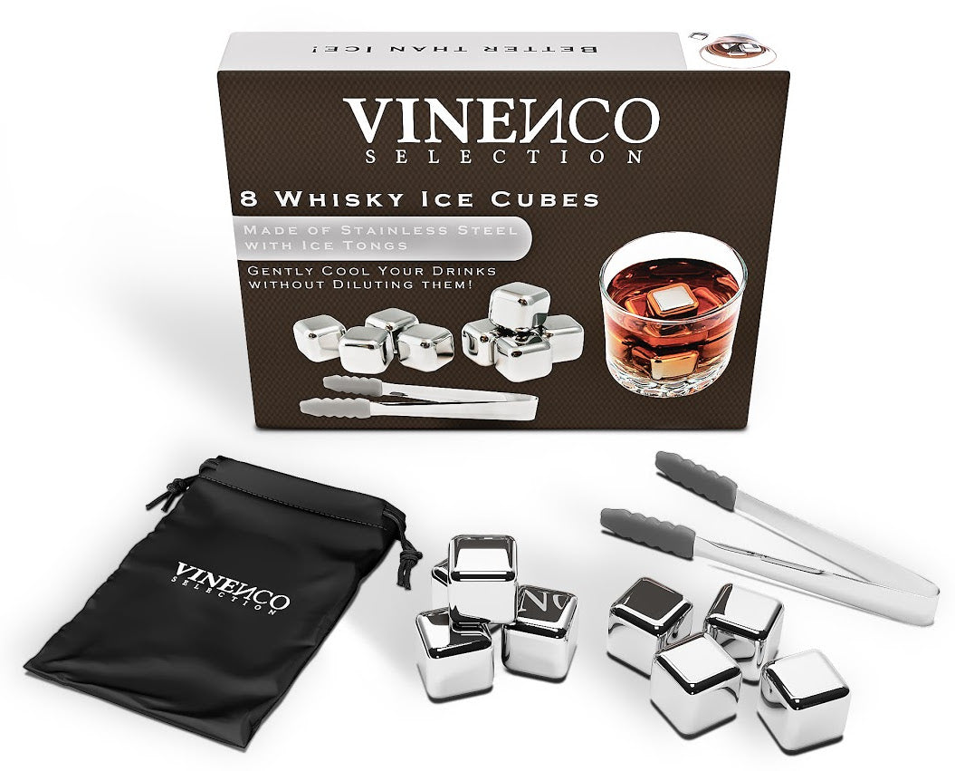 Whiskey Stones Set of 8 Stainless Steel