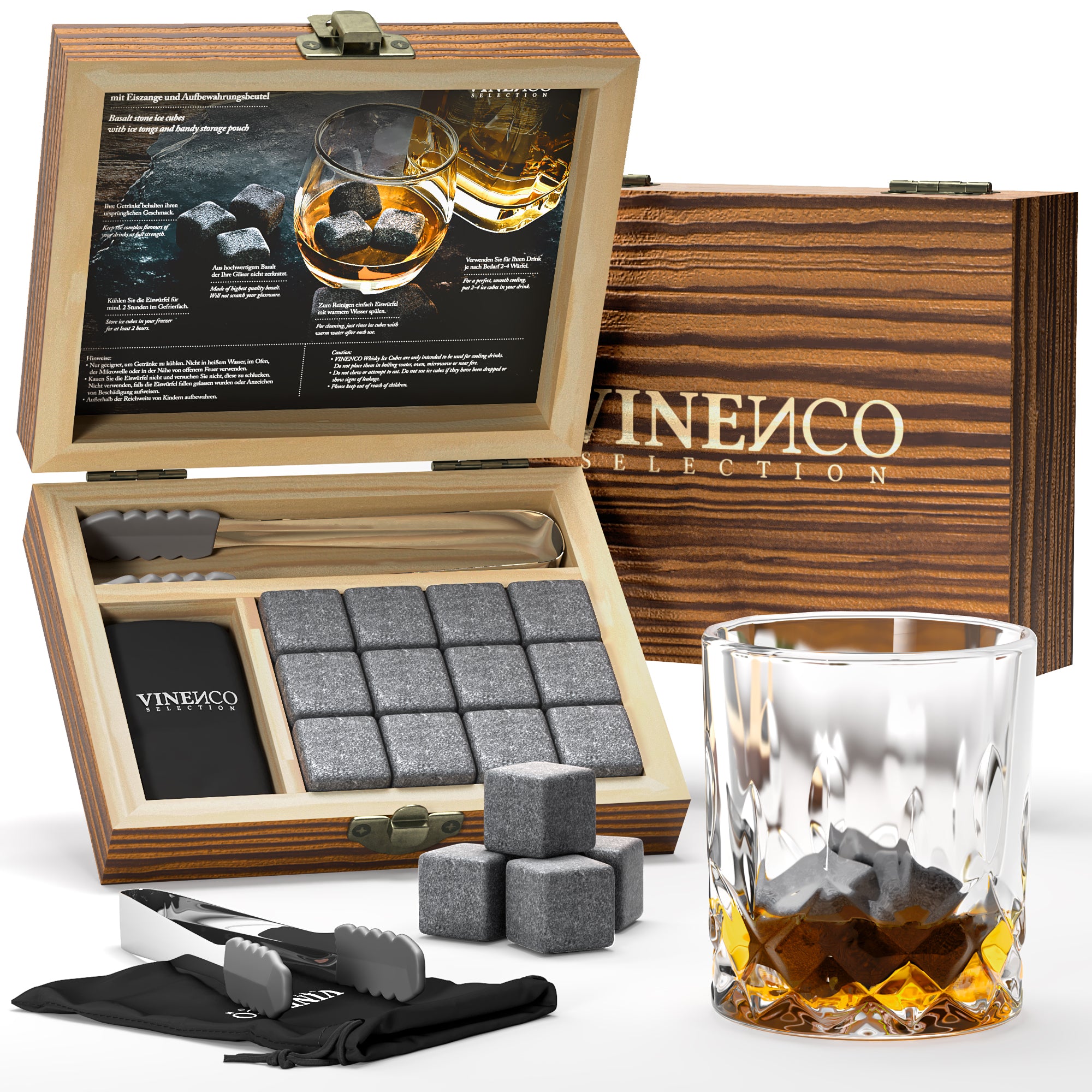 Whisky Steine 12er Set Basalt