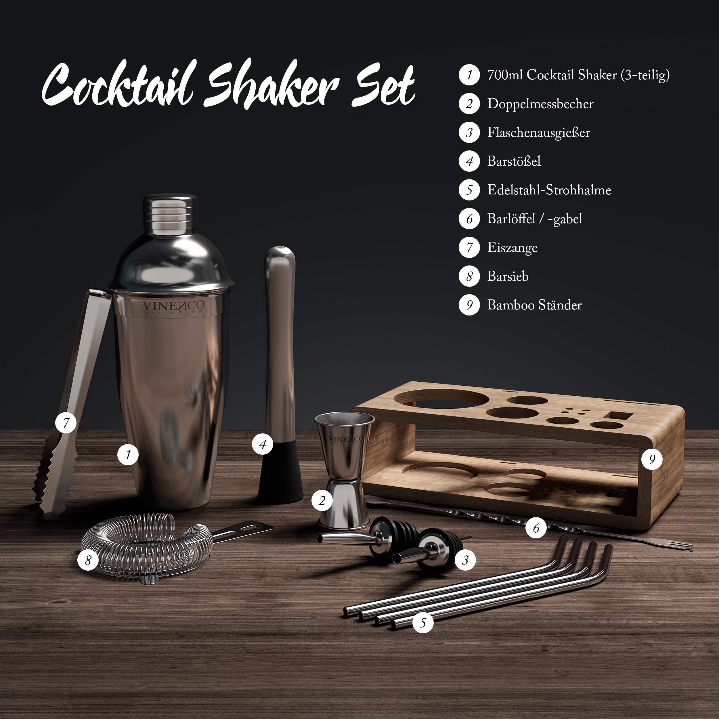 Manhattan Shaker Set + Stand