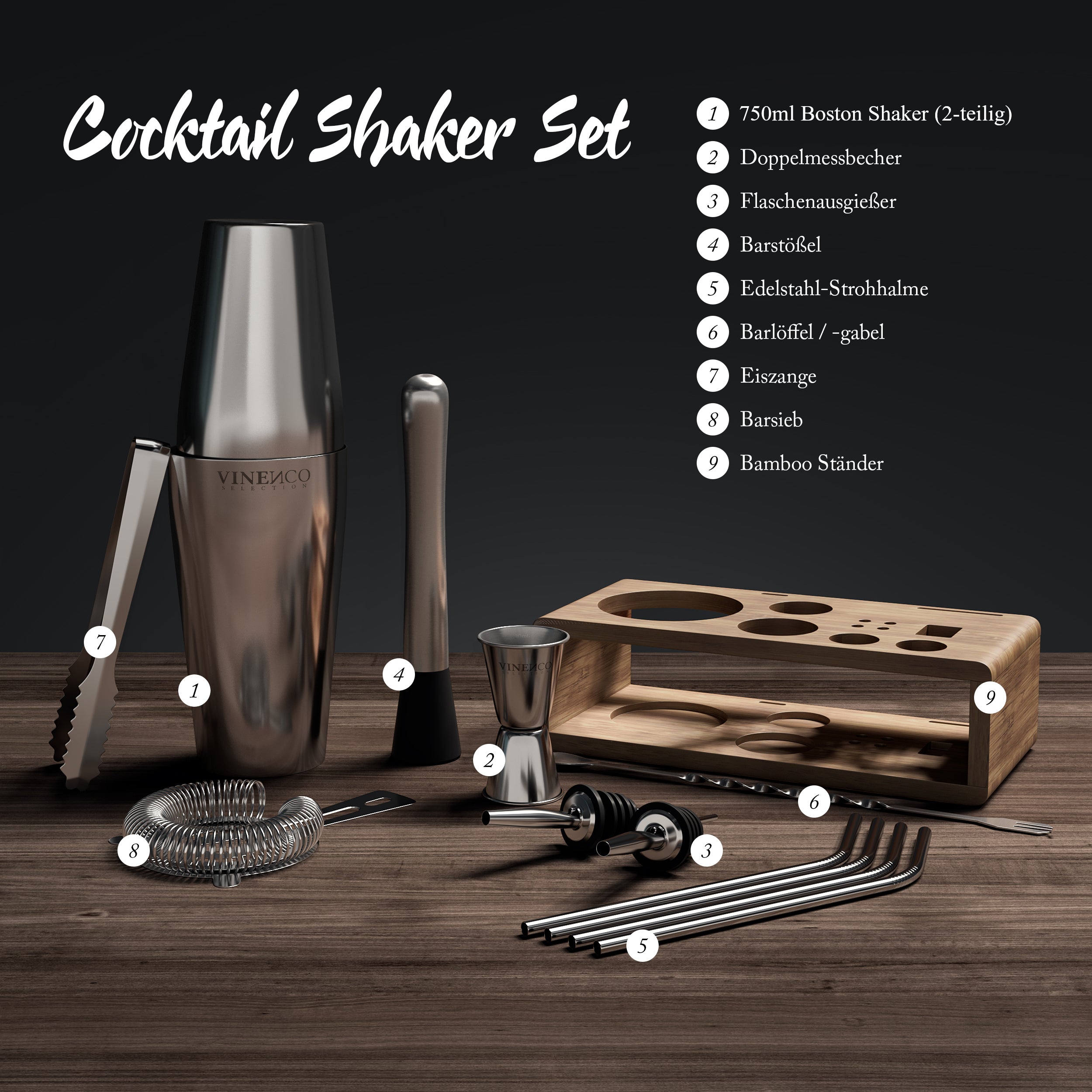 Boston Shaker Set + Stand