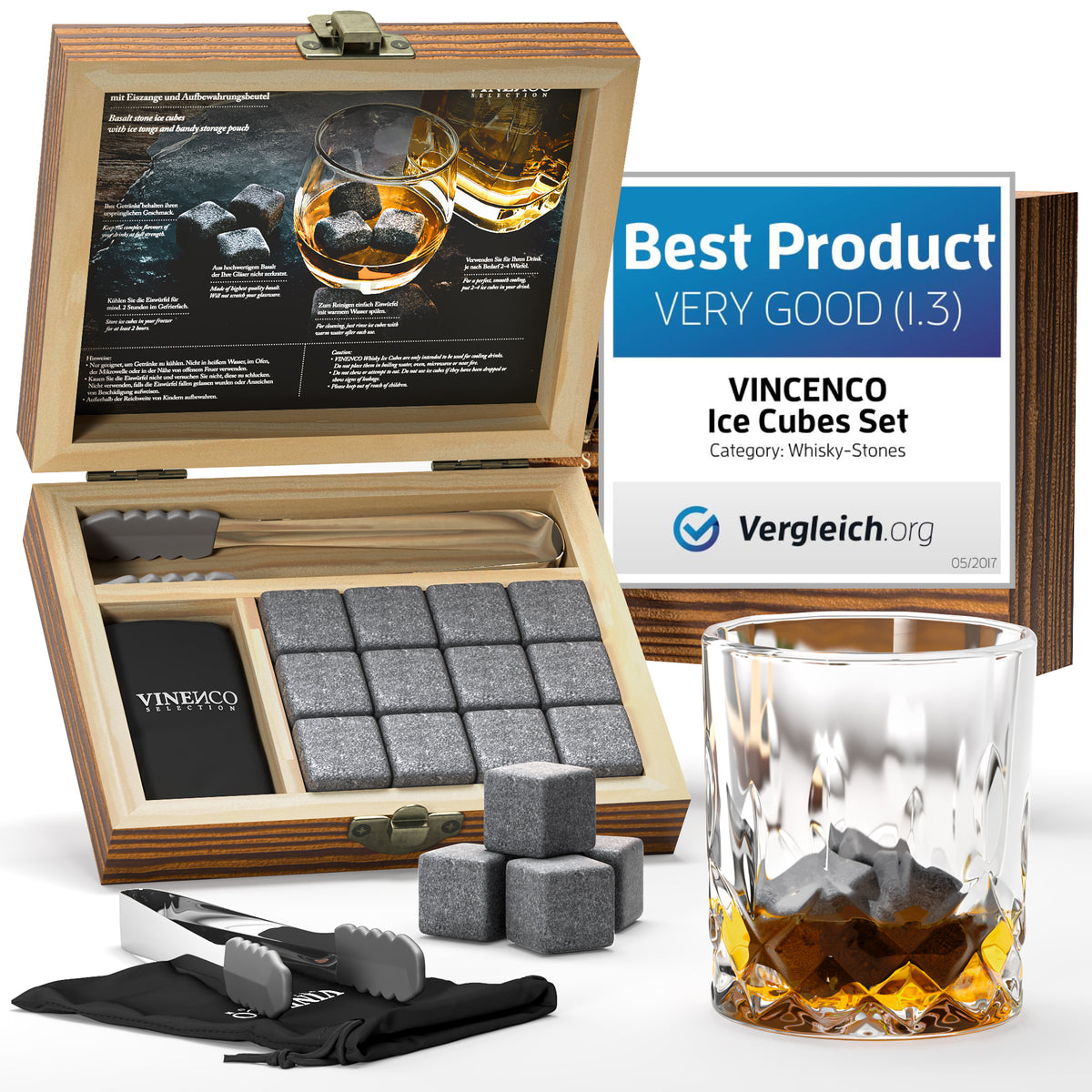 Whisky Steine 12er Set Basalt